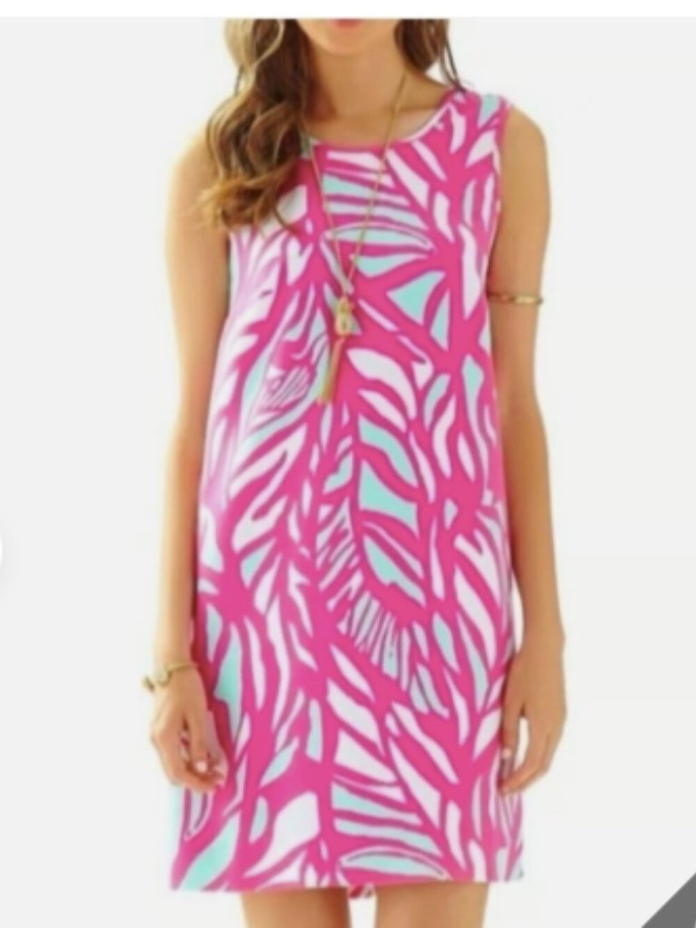 Lilly Pulitzer Sabrina Shift Dress Pink Papaya Player Zip Back Sleeveless sz XL